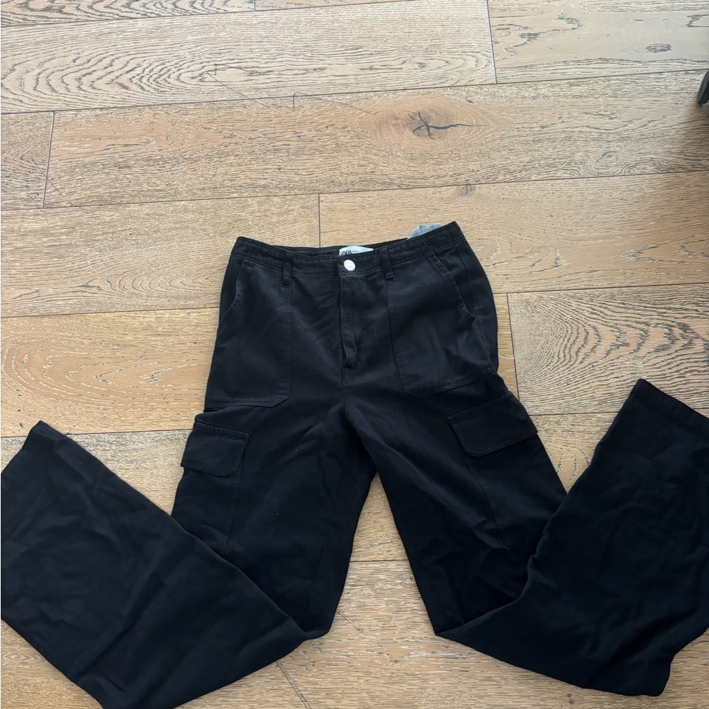 Zara Black Cargo Pants Essential Casual Wear